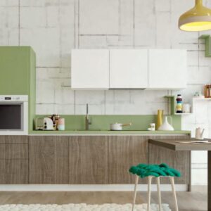 SPRING olasz konyhabútor zöld színnel kombinálva