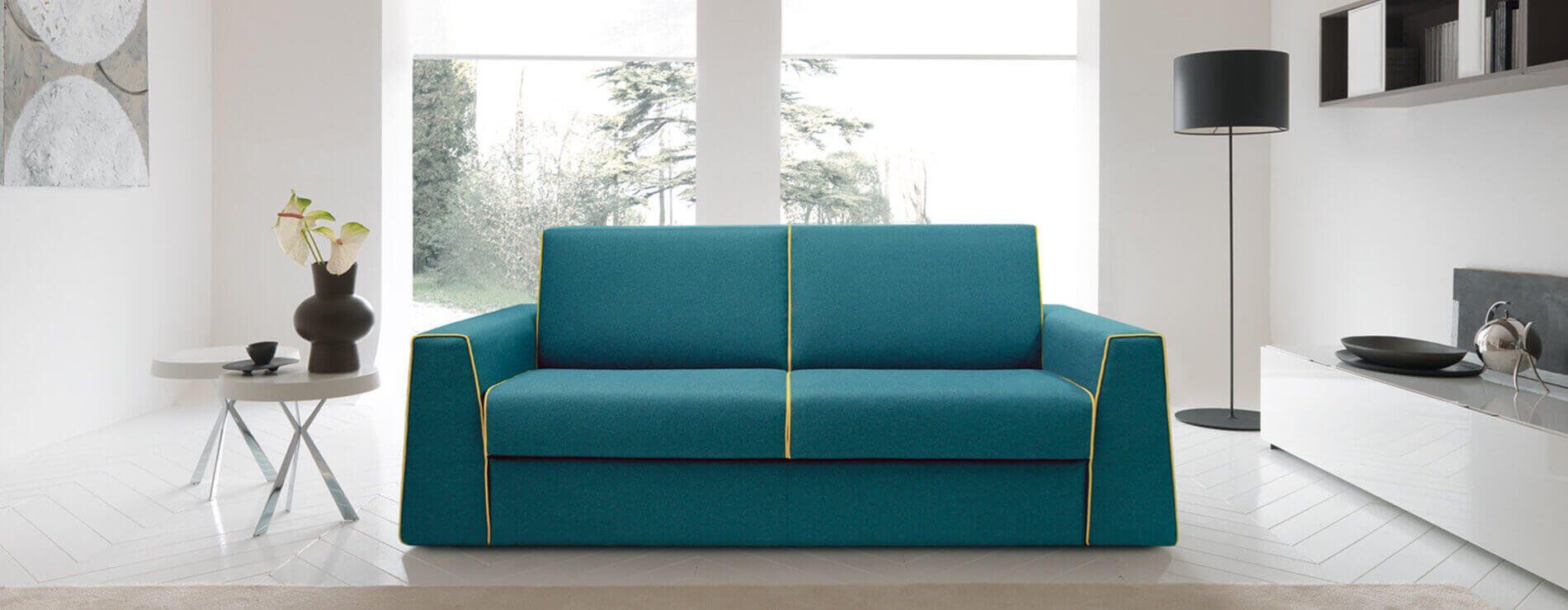 A Jack ággyá nyitható kanapé jellegzetessége a lenyűgöző futurisztikus formák és az extravagáns megjelenés