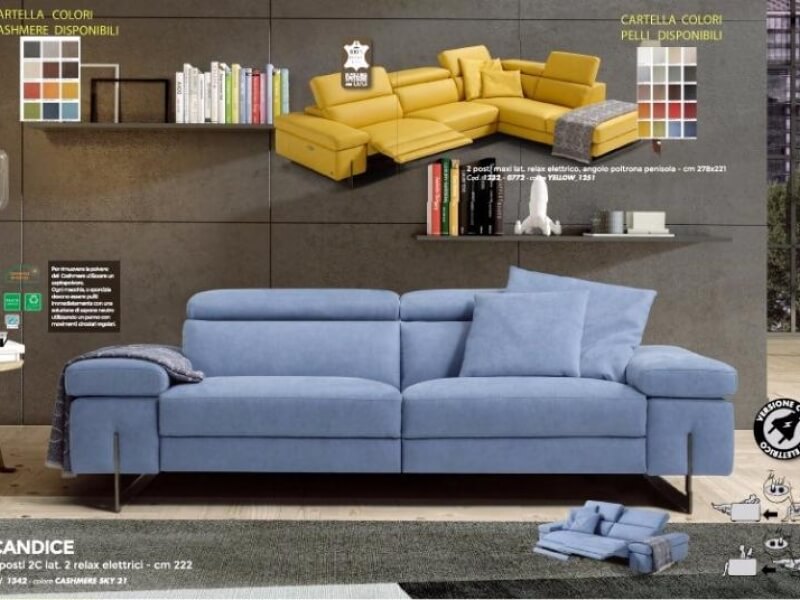 Candice relax kanapé sárga és kék színben