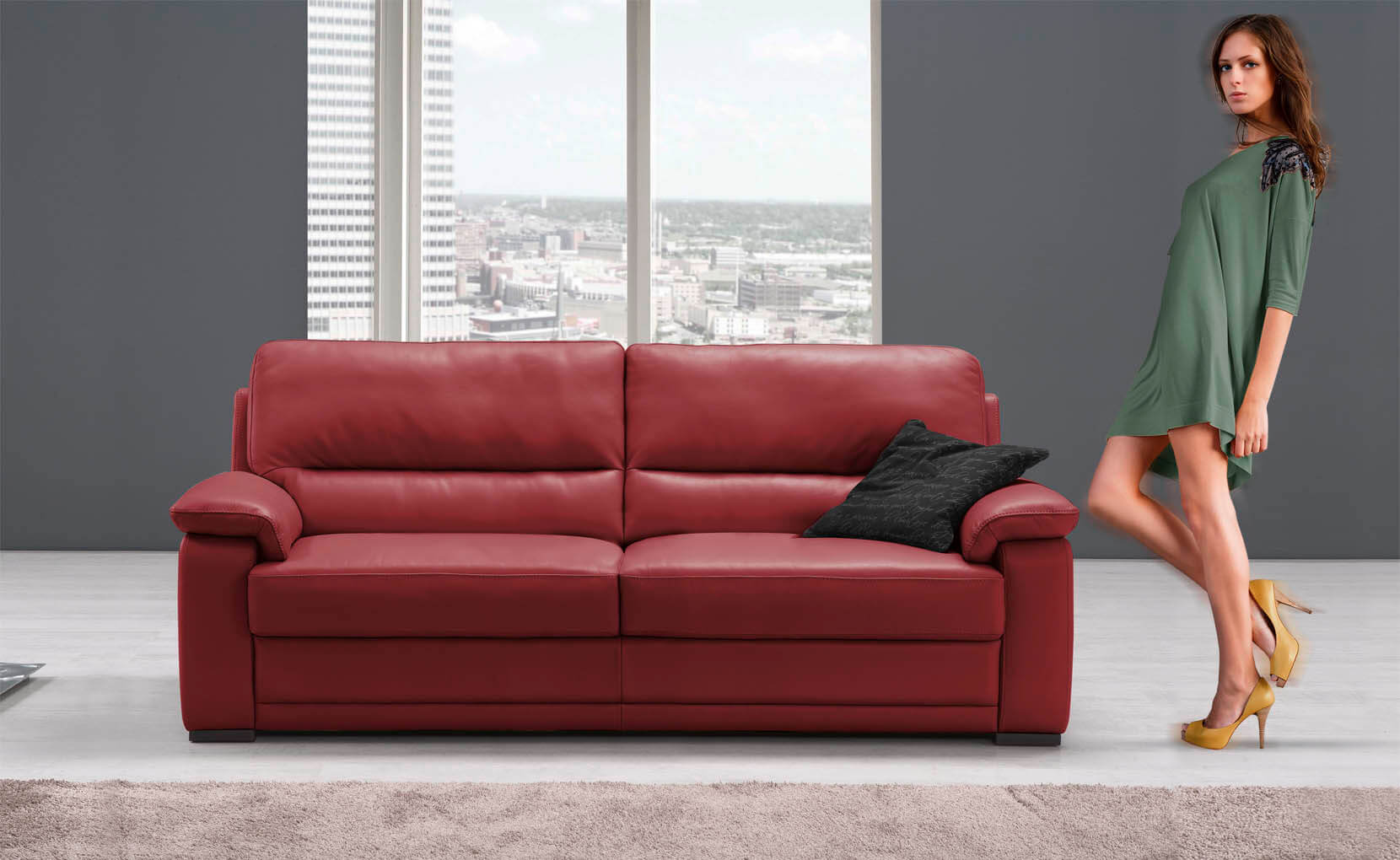 Doris relax kanapé vörös színben