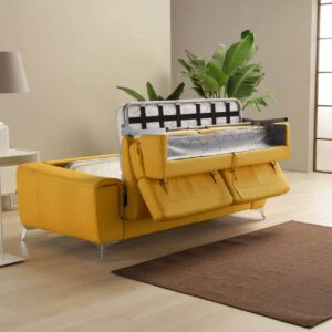 A Francine ágyazható kanapé sárga színben - nyitás
