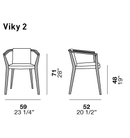 A Viky 2 modell a Viky 1 modell formatervét követi, ez a modell párnázott háttámlával rendelkezik.