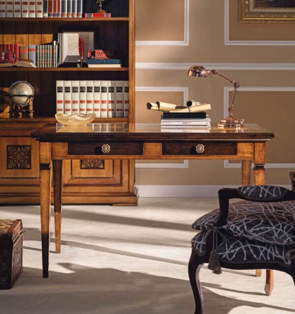 Az íróasztal H6178 egy elegáns, klasszikus fa íróasztal, amely minőségi tömör bükkfából készült dió kivitelben.