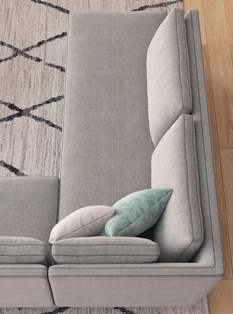 A Nikita design kanapé nagy ülőfelülettel és nagy párnázott háttámlával rendelkezik.