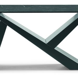 Az Ikarus asztal ultramodern alapja három, ékekre hasonlító, szabálytalan hasábot formáló részek összeillesztéséből jött létre.